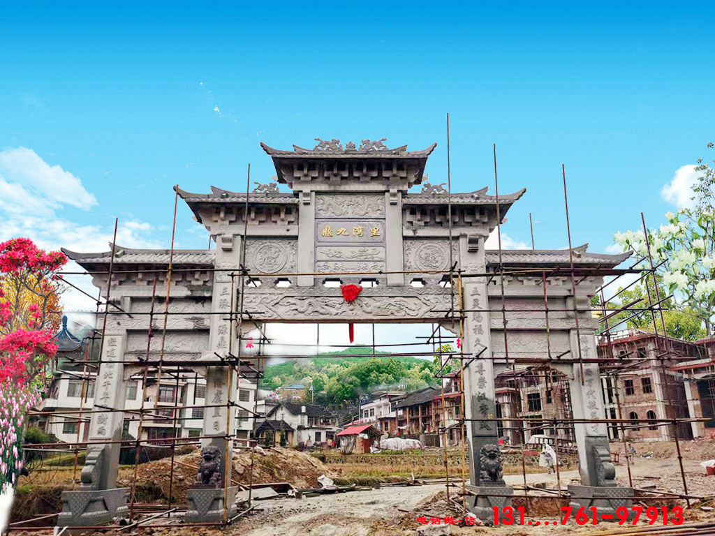 石雕石牌坊石牌樓_石雕牌坊青石牌坊制作_大型石雕牌坊徐氏石雕